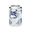 Can Cooler — Coastal Blue Seashell & Turtle Drink Koozie (OASIS Logo)