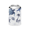 Can Cooler — Coastal Blue Seashell & Turtle Drink Koozie (OASIS Logo)