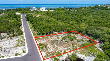 Aerial view of P10 Rum Retreat freehold land lot in Cayman Islands with road access